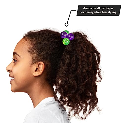 24pc Ponytailers Large Round Ponytail Balls Twin Bead Hair Fun Colorful | Elastics Bright Multicolored Twin Hair Beads Bauble Hair Ties Ponytail Holders, Toddler Kids- Pack - color: Round
