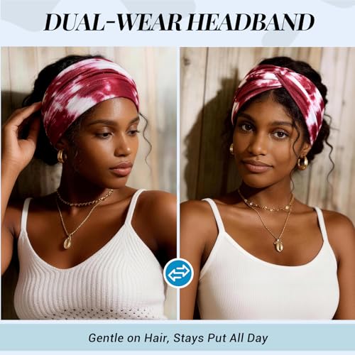 Awumbuk Wide Headbands for Women, 7.08 Inch Thick Boho Turban Style Hair Wraps, Non-Slip Moisture-Wicking Workout Headband for Sports, Yoga, Daily Fashion, 8 Pack Multi Colors (Gray) - color: Gray