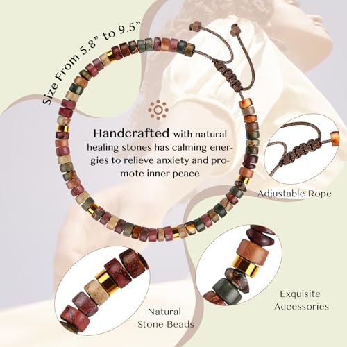Inspirational Gifts Bracelets for Women: Mothers Day Birthday Gifts for Mom Women Friends Sister - Healing Natural Stone Beads Bracelets Thinking of you Get Well Soon Gift for Women - color: A-H Jasper Stone-Best Friend