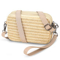 Small Wristlet Wallet for Women, 3-Zip Crossbody Phone Purse - color: Natural/Pp Straw