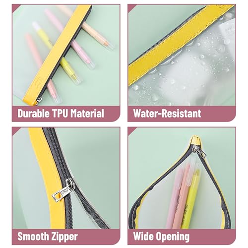 Mr. Pen- Clear Pencil Pouch, 8.50"x4.25", 3 Pack, Durable TPU Material | Medium Water-Resistant Pencil Bags with Smooth Zipper, Multipurpose Clear Pouch for Stationery, School, Office - color: Sunset, size: 3 Pack, Medium