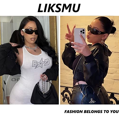 Rimless Y2K Sunglasses for Women Men Wrap Around Fashion Sunglasses Oversized Frameless Trendy Sun Glasses - color: Clear Pink Frame / Clear Pink Lens
