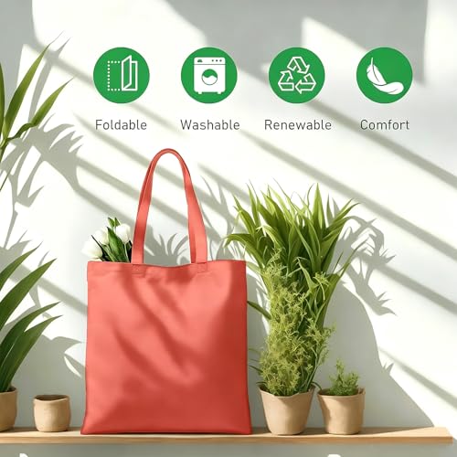 1 Pack Available Premium Canvas Reusable Tote Gift Bags,Made of Natural Canvas with Handle,Work,DIY,Shopping(Coral red) - color: C3-coral Red 1 Pack