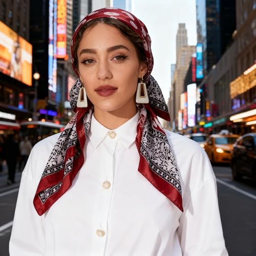 Headscarf Large Square Women Scarf 35" Fashion Scarves Silk Feeling Hairscarf - color: A114