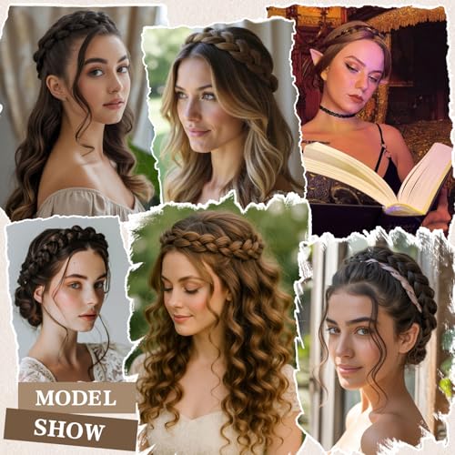 Braided Headbands Hair Piece for Women Synthetic Hair Head Bands Handmade Braid Hairband Hair Accessories Elastic Stretch Headwrap Braided Hair Band - color: 27/613-Honey Blonde Mix Lightest Blonde