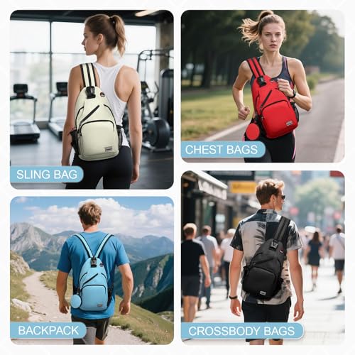 Convertible Sling Bag with Coin Pocket, 11" Tablet Crossbody Mini Backpack with Headphone Jack Casual Pack for Women Men Travel, Blue - color: Blue, size: Large