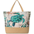 Trifabricy Beach Bag for Women, Large Beach Tote Bags with Zipper, Woven Straw Tote Waterproof, Swim Gym Shopping Travel Bag - color: Turtle