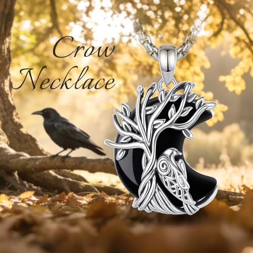 INFUSEU Mystical Hecate Triple Moon Goddess Necklaces, Divine Feminine Protection Gifts - style: Raven