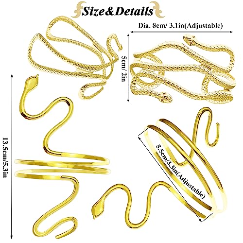 QuneusHot 2 Piece Snake Arm Cuff Cleopatra Serpent Upper Arm Band Spiral Armlet Bracelet Egyptian Costume Jewelry Bangle for Women Men - color: Gold