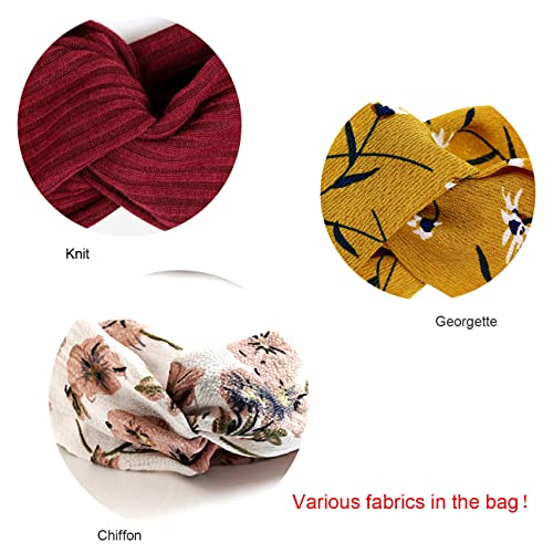 DRESHOW 10 Pack Boho Headbands for Women Girls Criss Cross Elastic Hair Band Twisted Head Wrap Floral Hair Accessories - color: 10 Pack Style Ea