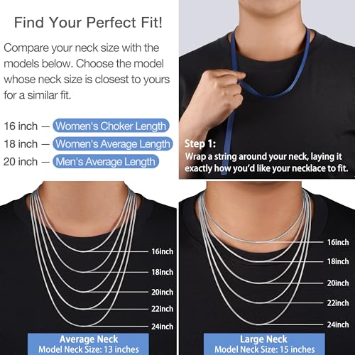Jewlpire 1.5mm 2mm 2.5mm Snake Chain 18k Gold Plated 925 Sterling Silver Chain Necklace for Women, Smooth Sturdy Hypoallergenic, 16 18 20 22 24 Inch - color: 2.0mm Silver, size: 22 Inches