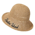 Womens Sun Hat Handmade Crochet Straw Bucket for Summer Foldable Travel Cap - color: Khaki 2
