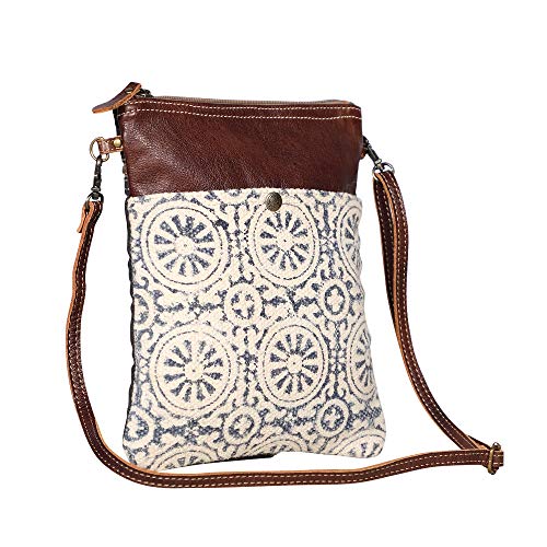 Myra Bag Floral Purses for Women - Genuine Leather and Canvas Floral Purse with Flower Print, Flower Handbags for Women - style: Ruggy Crossbody Bag