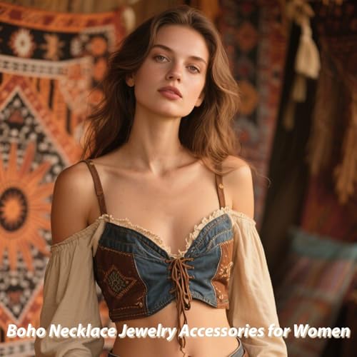 Boho Outfits for Women Boho Necklaces Country Concert Outfits Nashville Western Jewelry Choker Necklaces Long Leather Necklace Western Dress Jewelry Country Cowgirl Accessories Gifts - color: L6