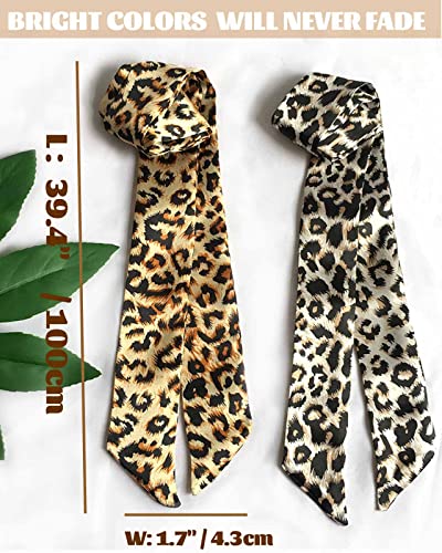 kcctoo 2/6/10Pack Scarf Bags for Women Handbag Scarfs Band Hair Neck Scarves Fashion Gifts - color: 2pcs Leopard Print Scarf
