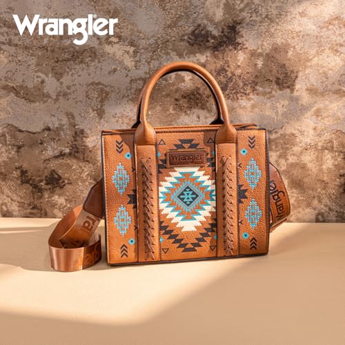 Wrangler Tote Bag for Women Western Purse and Aztec Satchel Handbag - color: Aztec Brown