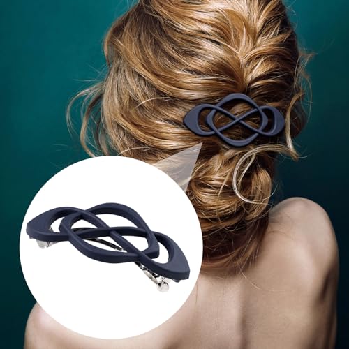 3 Pcs Vintage French Barrette Clips, Decorative Strong Hold Grip Barrette Hair Clip, No Slip Styling French Hair Accessories for Women (Black+Brown+Dark Blue) - color: Black, Brown, Dark Blue