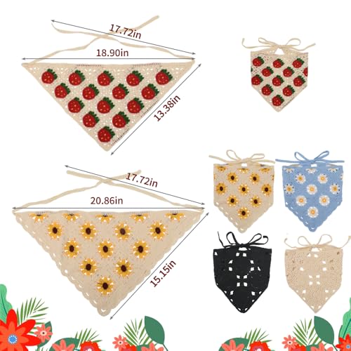 Crochet Bandanas for Women, Knitted Headscarf Hair Bandanas for Women Kerchief Styling Decor, 5Pcs