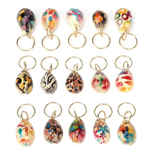 Dioche 15pcs Hair Jewelry for Women Braids, Shell Hair Braid Rings, Hair Braiding Pendant Clips Exquisite Shell Dreadlocks Ring Hair Accessories Decoration for Women Girls, Wholesale Business