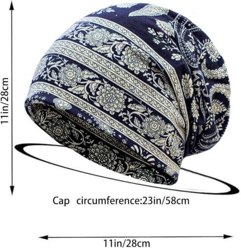 Women's Slouchy Beanie Cap Chemo Headwear Hats Scarf - color: F - Red Navy