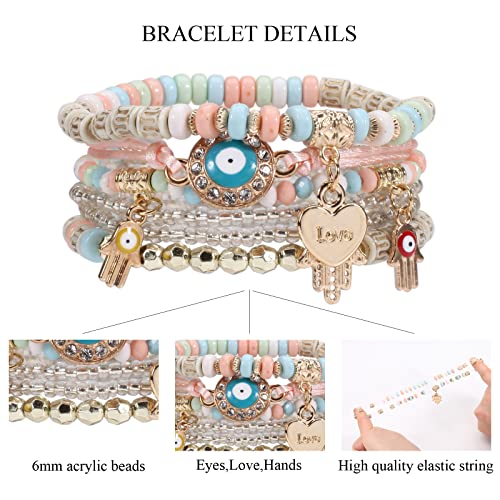Bracelets Bohe Multilayer Chain Tassel Stackable Charm Stretch Statement Bracelet Set - color: Color2
