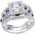 Newshe Jewellery Princess Moissanite Engagement Ring for Women 925 Sterling Silver Wedding Band Rings Blue Sapphire Bridal Sets Promise Size