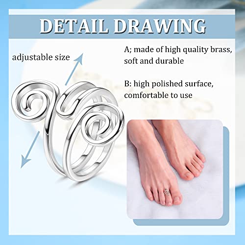 FIBO STEEL 9 Pcs Adjustable Toe Rings for Women Open African Toe Rings Summer Beach Foot Jewelry - color: Silver-tone