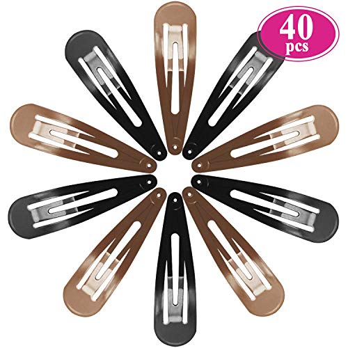 Funtopia 40 Pcs 7cm / 2.8 Inch Long No Slip Metal Hair Clips, Large Snap Barrettes for Thick Hair (Brown, Black) - color: b.Black&Brown