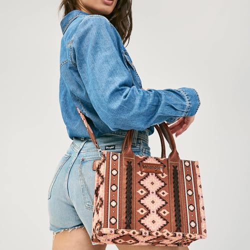 Wrangler Aztec Tote Bag for Women Boho Shoulder Purses and Handbags - color: Angel Diamond Oakwood (Guitar Strap)