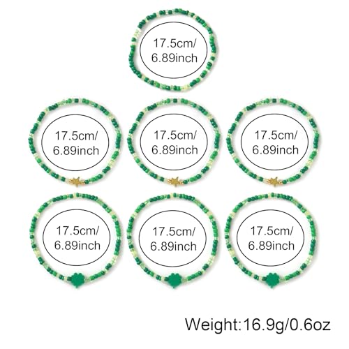 Dainty Gold Beaded Star Bracelets Stack for Women,Handmade Boho Colorful Beads Bracelet Fashion Prom Holiday Jewelry Gift Friendship Family - color: St Patricks Day