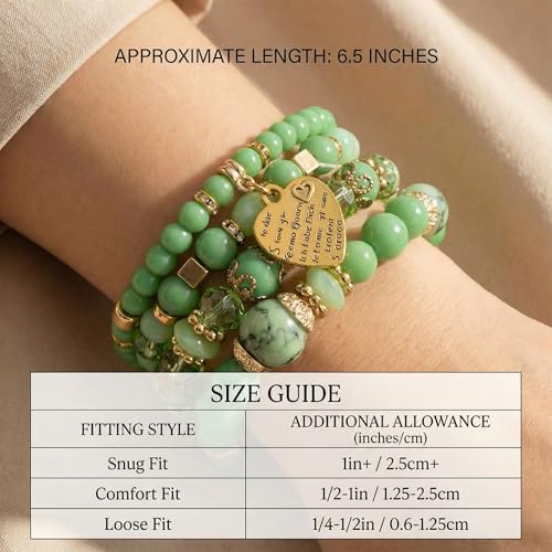 Bohemian Bracelet Sets for Women - 4-Pack Stackable Stretch Bead Bracelets with Black＆White Crystal & Gold Accessories, Multi-Layer Boho Jewelry - color: 6Pack-D