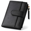 Small Wallet For Women RFID Blocking Soft Leather Bifold Compact Card Holder Women Wallet With Zipper Coin Pocket 1 ID Window,Black - color: Black