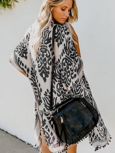 Breezy Lane Kimonos for Women Swimsuit Coverups Beach Cover Up Swimwear Cardigan Summer - color: Black Print