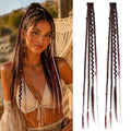 2PCS Boho Dreadlock Clip In Braids with Charms and Beads, Handmade Dreadlock Braids Hair Extensions Synthetic Braided Hairpieces for Women (Burgundy with White, 20 Inch) - color: Burgundy with White, size: 20 Inch