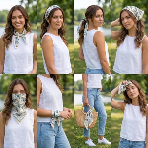 Single Pack Bandanas 60s Premium Cotton Soft Thin Handfeel Large Handkerchief for Men and Women - color: Leaves