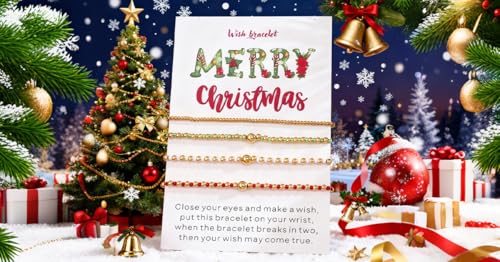 Matching Bracelets for Couple,Gold Silver Beaded Heart Couples Bracelets,Raomantic Relationship Promise Jewelry Gifts for Her - color: Christmas1