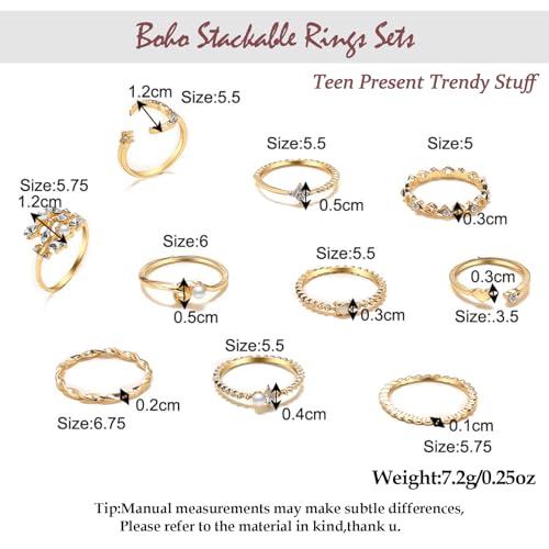 Boho Stackable Rings for Women Trendy Knuckle Joint Finger Knuckle Nail Ring Sets Simple Star Moon Stack Preppy Statement Rings Cute Stuff - style: B-2