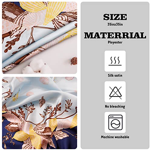 NZKNP Silk-Like Head Scarf - Women's Bandana Wraps - color: 26-dark and Light Blue, size: 35"*35"