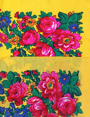 MJ SERECA Acrylic Bandana Printed Hair Scarf Square Ukrainian Head Scarf Floral Babushka Neck Scarf for Women 30"/42"/60" - color: 3 Pack-d 30"