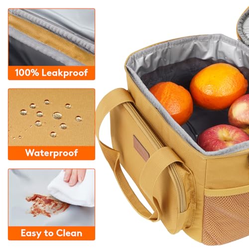 Lifewit Medium Lunch Bag, Insulated Lunch Box, Soft Cooler Cooling Tote for Adult Men Women, Brown 12-Can (9L) - color: Brown, size: Medium(9L)