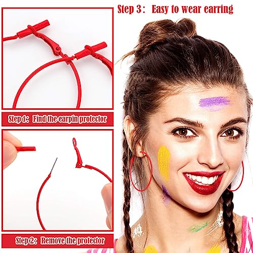 Sasylvia 16 Pairs Colored Hoop Earrings for Women Matte Colorful Hoop 80s Retro Neon Summer Drop Earrings - style: Thin