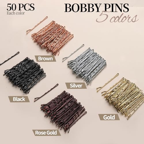 YGDZ 400 Counts Bobby Pins Bun Hair Pins Set, 2inch Bobby Pins for Women, 2.36inch U Shaped Hair Pins for Buns, 5 Colors Brown Blonde Black Hair Accessories for Hair Styling - color: Natural color