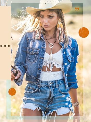 Inbagi 3 Pcs Western Jewelry for Women Bohemian Turquoise Jewelry Set Women Country Pendant Long Choker Layered Bracelets Earrings - color: Silver, style: Cowgirl