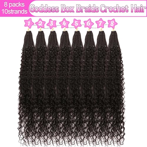 Goddess Boho Box Braids Crochet Hair-8 Packs 30 Inch Crochet Box Braids for Black Women Pre Looped (1B#, 30 Inch (Pack of 8)) - color: 1B#, size: 30 Inch (Pack of 8)