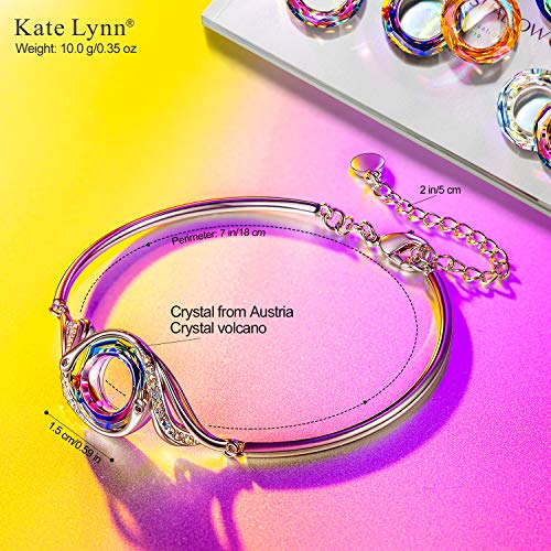 Kate Lynn "Rise From the Ashes" Phoenix Bracelet Made with Crystals from Austria, Adjustable Bangle Bracelet for Women 7"+2", Packaged with Jewelry Box, Birthday Gift for Women, Symbol of Luck and Renewal - color: Volcano
