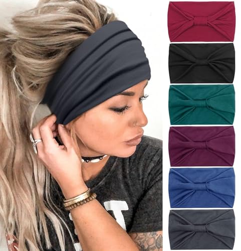 Tobeffect Headbands for Women African Boho Wide Hairband Headband Knotted Head Wraps Turbans Hair Accessories - color: Headbands 1