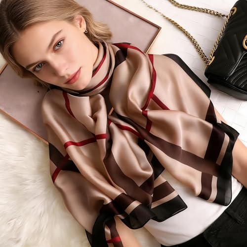 Silk Scarf Mulberry Silk Fashion Scarves Long Lightweight Shawl Wrap … - color: W18