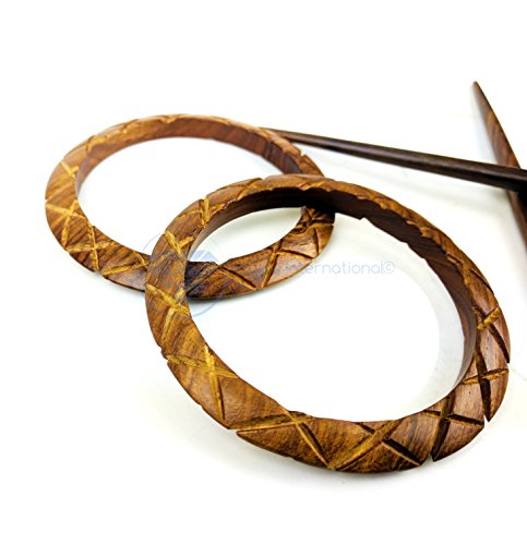 Hair Barrettes & Hair Clip (Wooden Shawl Pins) - (Brown Ring) - color: Brown Ring
