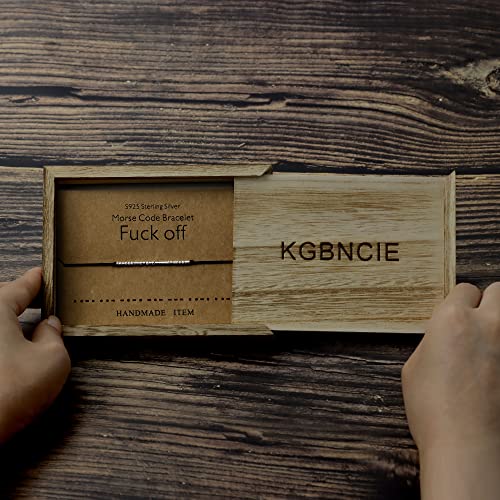 KGBNCIE Inspirational Gifts for Women, Morse Code Funny Gifts Bracelets for Women, S925 Sterling Silver Morse Code Bracelets Friend Gifts - style: 1-F**k Off