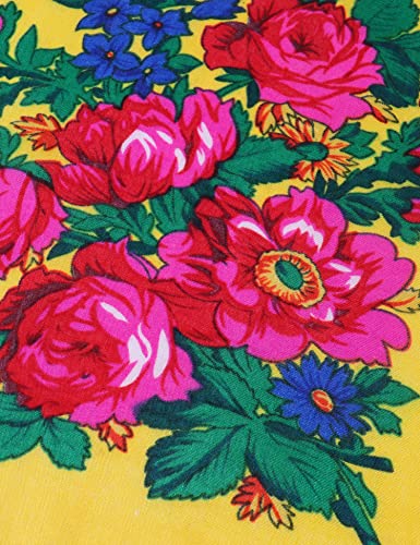 MJ SERECA Acrylic Bandana Printed Hair Scarf Square Ukrainian Head Scarf Floral Babushka Neck Scarf for Women 30"/42"/60" - color: 2 Pack-c 42"